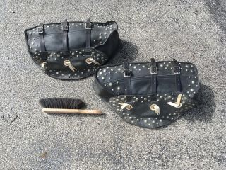 Vintage Leather Studded Saddle Bags.  Buco? Harley - Davidson? Indian? Fresh out 10