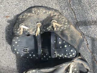 Vintage Leather Studded Saddle Bags.  Buco? Harley - Davidson? Indian? Fresh out 7