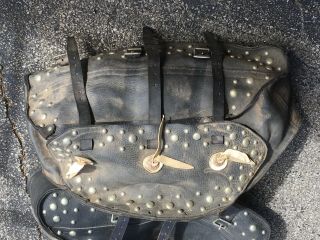 Vintage Leather Studded Saddle Bags.  Buco? Harley - Davidson? Indian? Fresh out 8