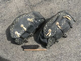 Vintage Leather Studded Saddle Bags.  Buco? Harley - Davidson? Indian? Fresh out 9
