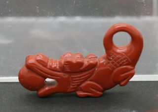 Fantastic Antique Chinese Hand Carved Red Coral Dragon Toggle