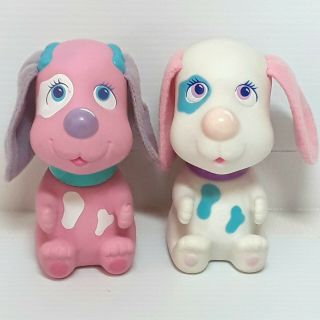 Rub A Dub Doggy Figure Puppy Dog Toy Pink White Mini Vintage 1980s 1990s