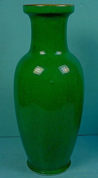 VINTAGE CHINESE GREEN MONOCHROME CRACKLE GLAZED PORCELAIN VASE 4