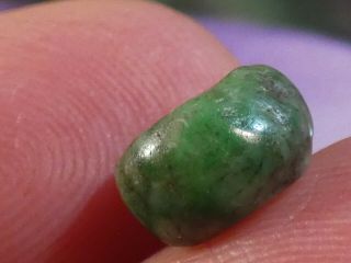 Ancient Pre - Columbian Mesoamer.  Deep Green Jadeite Necklace Bead Mayan Imperial