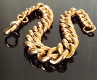 Antique Chunky Albert Chain Curb Link Bracelet Solid Gold 9ct 15.  9 Grams - 21cm
