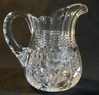 Antique Matching Pair Tuthill Signed Cut Glass Creamer and Sugar American Brilli 4