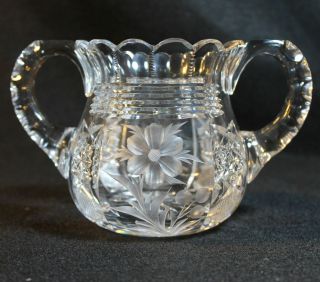 Antique Matching Pair Tuthill Signed Cut Glass Creamer and Sugar American Brilli 5