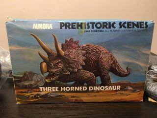 Vintage 1972 Aurora Prehistoric Scenes Three Horned Dinosaur Model Styracosaurus