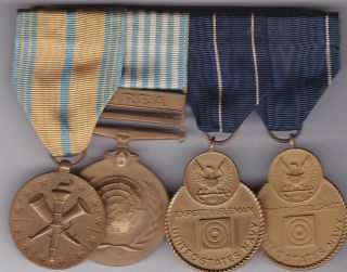 Us Navy Post Wwii 4 Medal Mounted Korea War Group Marksman Korean Un