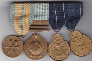US Navy post WWII 4 Medal Mounted Korea War Group Marksman Korean UN 2