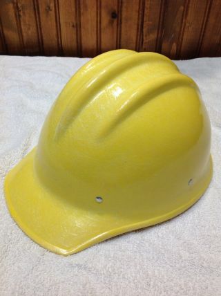 Vtg YELLOW BULLARD 502 FIBERGLASS Hard Boiled HARD HAT IRONWORKER 3