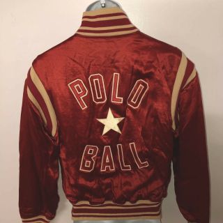 Vintage Polo Ralph Lauren 1 Star Ball Rayon Satin Stadium M Euc Rare Jacket