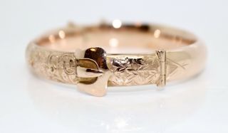 A Lovely Antique Edwardian C1911 9ct Rose Gold Buckle Bangle Bracelet 13296