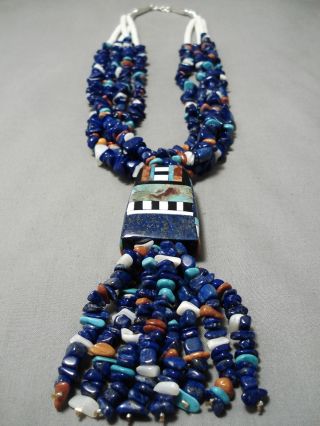 One Of The Best Vintage Navajo Lapis Santo Domingo Sterling Silver Necklace
