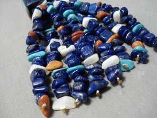 ONE OF THE BEST VINTAGE NAVAJO LAPIS SANTO DOMINGO STERLING SILVER NECKLACE 3
