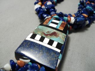 ONE OF THE BEST VINTAGE NAVAJO LAPIS SANTO DOMINGO STERLING SILVER NECKLACE 4
