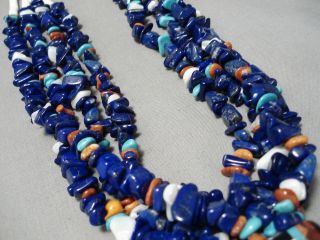 ONE OF THE BEST VINTAGE NAVAJO LAPIS SANTO DOMINGO STERLING SILVER NECKLACE 5