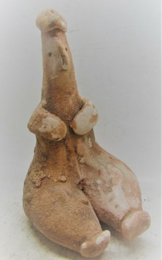 Scarce Circa 6000bce Ancient Tel Halaf Seated Terracotta Fertility Figure