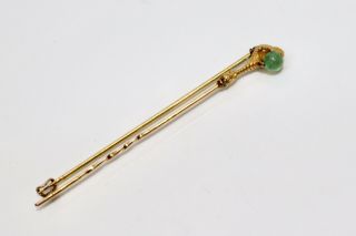 A Antique Victorian 18ct Gold Talon Claw Emerald Cabochon Stickpin Brooch