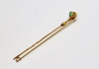 A Antique Victorian 18ct Gold Talon Claw Emerald Cabochon Stickpin Brooch 3
