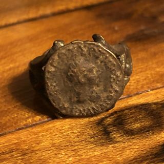 Ancient Greek Or Roman Style Coin Ring Artifact Antique Old Wax Seal Emperor Old 3