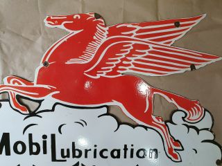 MOBIL LUBRICATION PEGASUS VINTAGE PORCELAIN SIGN 36 X 21 INCHES 4