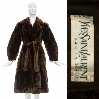 Vintage Yves Saint Laurent Haute Couture Fur Coat,  Fw 1985 80s