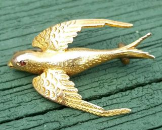 15ct Gold Antique Victorian Era Bird Brooch / Lace Pin