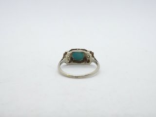Antique 14K White Gold Persian Turquoise Diamond Ring,  size 5.  5 4