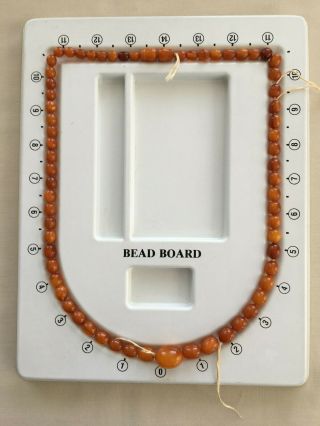 Vintage Natural Amber Oval Graduated Bead Necklace 28 " Needs Restringing