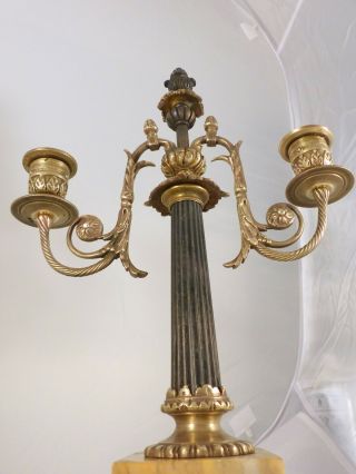 19TH Antique French Bronze Candelabra Candlesticks 2 lights LOUIS XVI 10