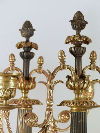 19TH Antique French Bronze Candelabra Candlesticks 2 lights LOUIS XVI 12