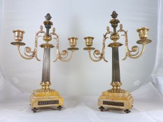 19TH Antique French Bronze Candelabra Candlesticks 2 lights LOUIS XVI 4