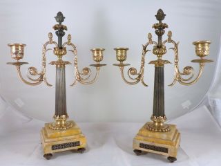 19TH Antique French Bronze Candelabra Candlesticks 2 lights LOUIS XVI 5