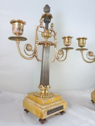 19TH Antique French Bronze Candelabra Candlesticks 2 lights LOUIS XVI 6