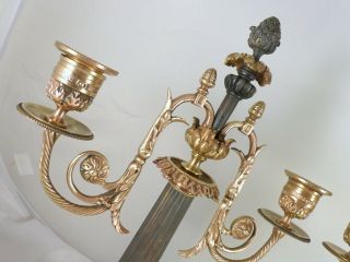 19TH Antique French Bronze Candelabra Candlesticks 2 lights LOUIS XVI 7