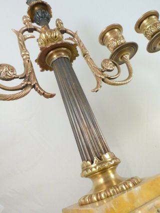 19TH Antique French Bronze Candelabra Candlesticks 2 lights LOUIS XVI 8