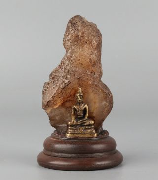 Chinese Exquisite Handmade Buddha Shoushan Stone Copper Gourd Statue