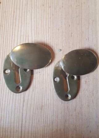 2 x Old brass escutcheons vintage key hole covers 2
