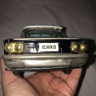 Ichiko Japan Tin Friction Chevy Corvair Police Patrol Car 1960 ' s 7