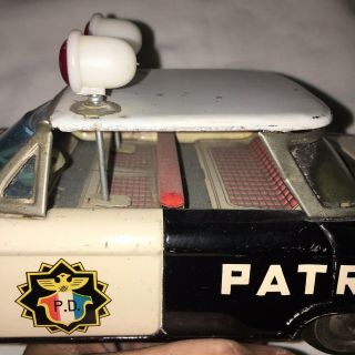 Ichiko Japan Tin Friction Chevy Corvair Police Patrol Car 1960 ' s 8