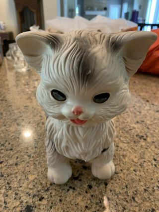 Vintage 1960 Edward Mobley Co.  Squeaky Rubber Cat With Sleep Eyes.