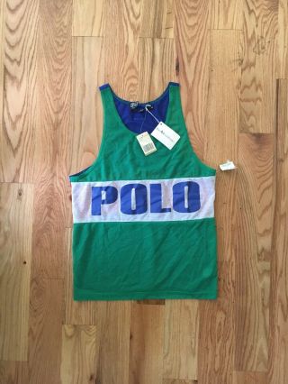 Vintage 80’s Rare Polo Ralph Lauren Spell Out Tank Top Size M Hi Tech