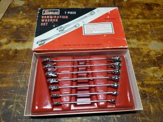 Nos Vintage Snap On 7 Piece 6 Point Sae Combination Wrench Set Osh707