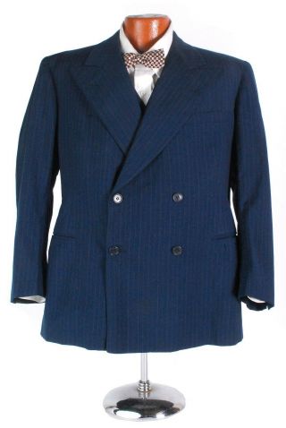 Vintage 40s (1941) Double Breasted Pinstriped Vest & Belted Back Blazer Jacket