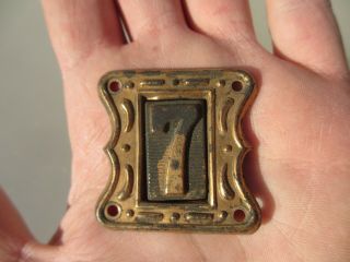 Antique Brass Numbered Plaque Church Pew Sign " 7 " House Number Copper Vintage