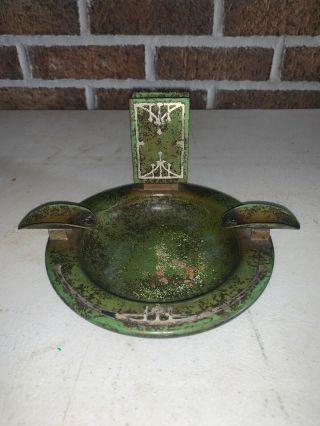 Heintz Sterling On Bronze Arts And Crafts Ashtray 5 1/2 Inches