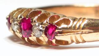 V.  RARE Antique Art Deco SOLID 22ct Gold Ruby & Diamond Ring B ' ham 1931 3