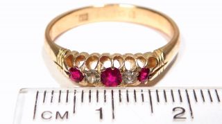 V.  RARE Antique Art Deco SOLID 22ct Gold Ruby & Diamond Ring B ' ham 1931 6