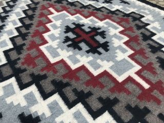Vintage Large Native American Two Grey Hills Navajo Blanket Weaving Rug 3